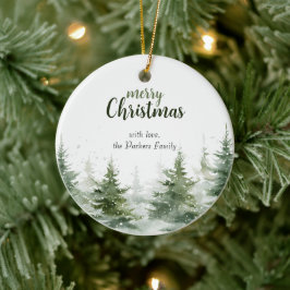 Minimalistisk julfärgsfärg Evergreen Snö Julgransprydnad Keramik