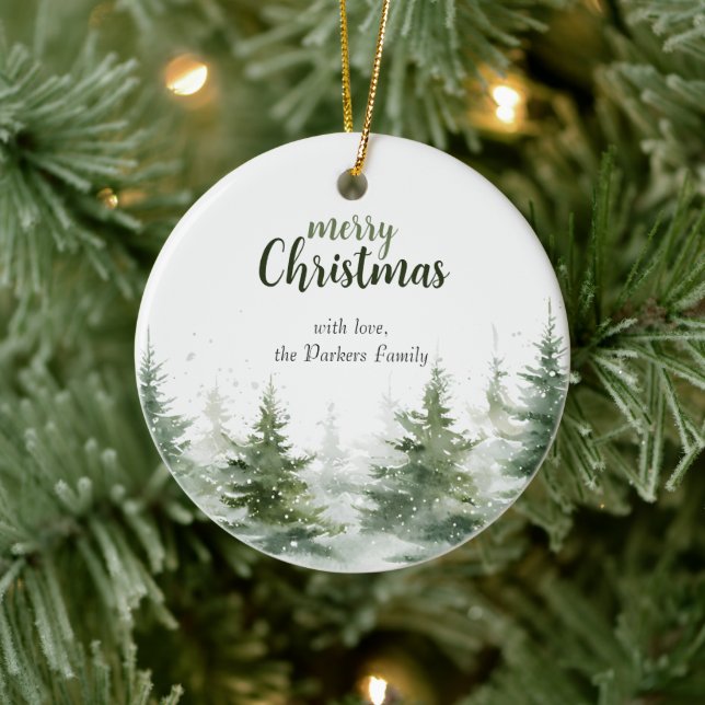 Minimalistisk julfärgsfärg Evergreen Snö Julgransprydnad Keramik (Träd)