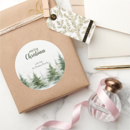 Minimalistisk julfärgsfärg Evergreen Snö Runt Klistermärke