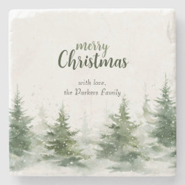 Minimalistisk julfärgsfärg Evergreen Snö Stenunderlägg