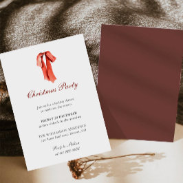 Minimalistisk julfestinbjudan med röd rosett inbjudningar