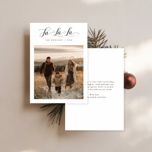 Minimalistisk julfoto för familjen Fa La Script Julkort