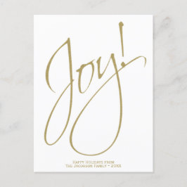 Minimalistisk Julglädjen Guld & White Typografi Helg Vykort