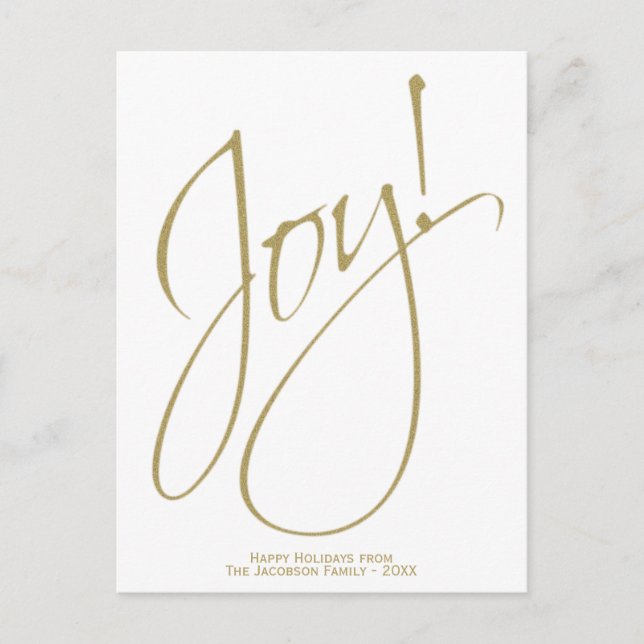 Minimalistisk Julglädjen Guld & White Typografi Helg Vykort (Framsida)