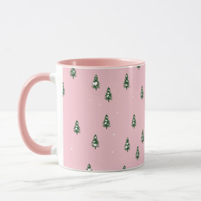 Minimalistisk Julgran-vinterskog på Rosa Mugg (Vänster)