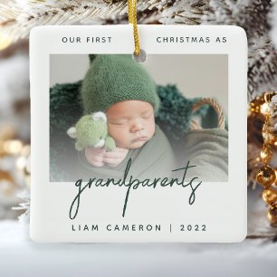 Minimalistisk julgransprydnad för farföräldrar/mor keramik
