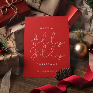 Minimalistisk julhälsning på Holly Jolly Julkort