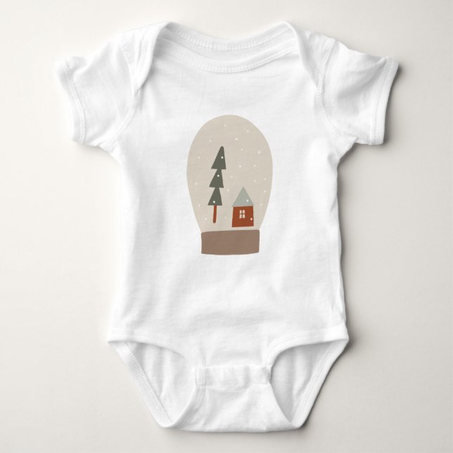 Minimalistisk julhus- och tallbarnhäxor för bebisa t shirt (Framsida)
