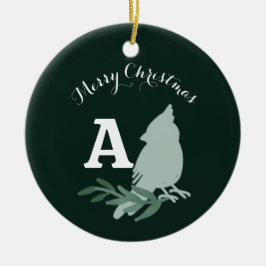Minimalistisk julkardinal Monogram-foto Julgransprydnad Keramik