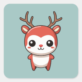 Minimalistisk julklapp Baby Rudolph Reindeer Fyrkantigt Klistermärke