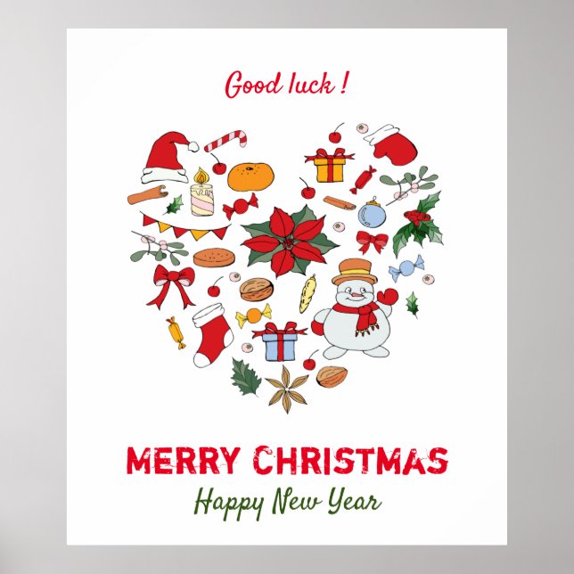 Minimalistisk julklapp och nyårskurs för Lycklig Poster (Framsidan)