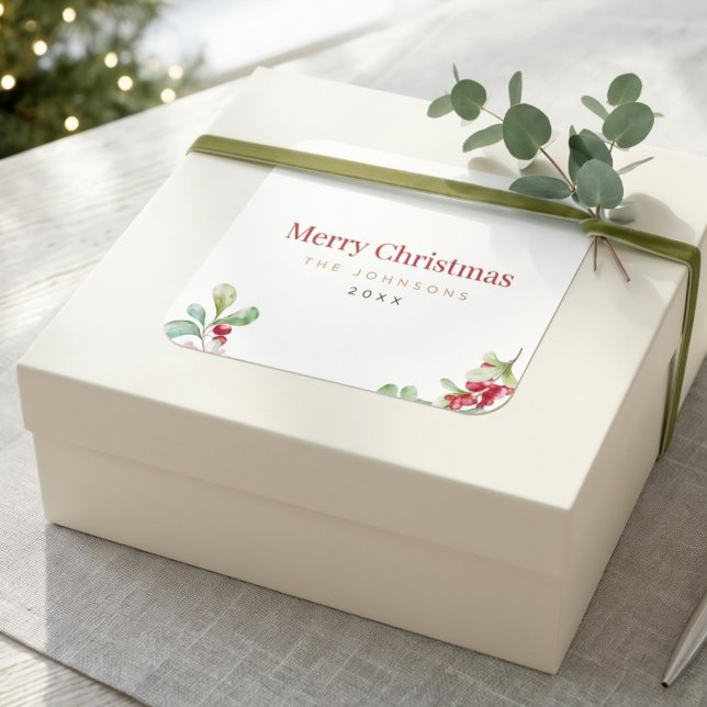 Minimalistisk julklappsdekal fyrkantigt klistermärke (Skapare uppladdad)
