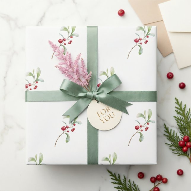 Minimalistisk julklappspapper med järnek presentpapper (Skapare uppladdad)