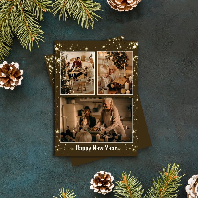 Minimalistisk julkort med 3 fotos collage (Skapare uppladdad)