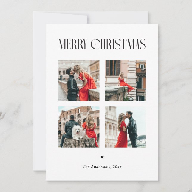 Minimalistisk julkort med fyra bilder | Elegant (Framsida)