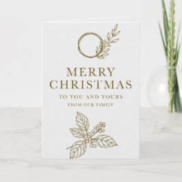 Minimalistisk julkort med guldtypografi kort