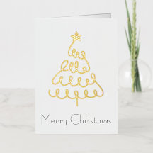 Minimalistisk julkort med julgran i guld