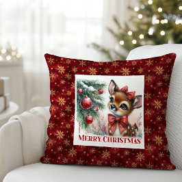 Minimalistisk julpresent för barn - Bambi i snöig Kudde