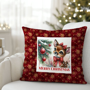 Minimalistisk julpresent för barn - Bambi i snöig Kudde