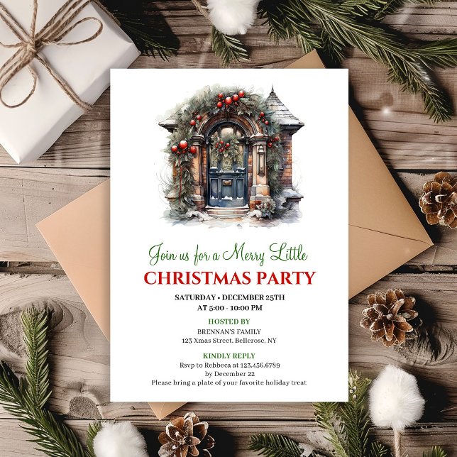 Minimalistisk julscen inbjudan till julfest (Minimalist Holiday scene Christmas party invite

)
