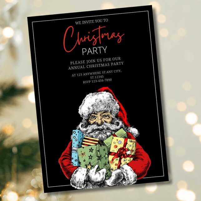 Minimalistisk jultomten Party Inbjudan, jul Inbjudningar (Skapare uppladdad)