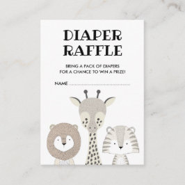 Minimalistisk Jungle Safari Baby Diaper Raffle Mod Tilläggskort