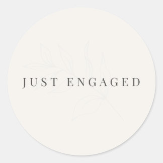 Minimalistisk 'Just Engaged' botanisk varmvitt Runt Klistermärke