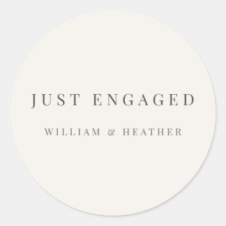 Minimalistisk 'Just Engaged'-dekalj | Varm vit Runt Klistermärke