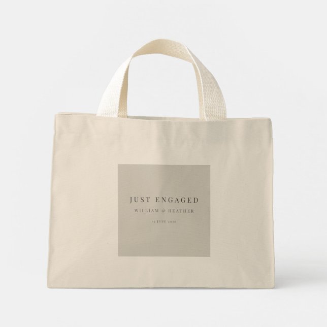 Minimalistisk 'Just Engaged' handväska | Dove Grey Mini Tygkasse (Baksida)