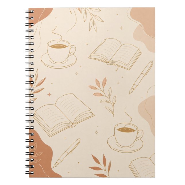Minimalistisk kaffe & böcker Academia anteckningsb Anteckningsbok (Framsidan)