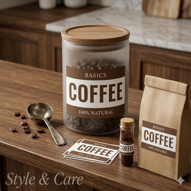 Minimalistisk Kaffeetikett för Behållare Mat Etiketter (Minimalist COFFEE Label for Containers)