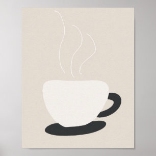 Minimalistisk kaffekopp – Modern neutral väggkonst