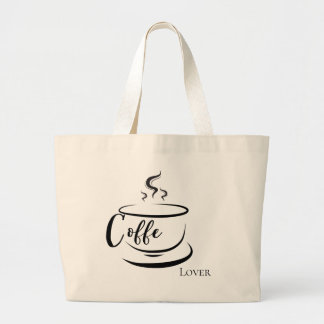 Minimalistisk kaffelskare ångande kopp canvas-hand jumbo tygkasse