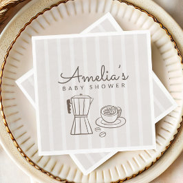 Minimalistisk Kaffetematisk Bebis Shower Pappersservett