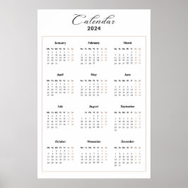 Minimalistisk kalender för 2024 poster