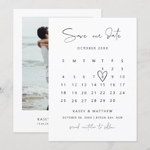 Minimalistisk kalender fotografera Save the Date I Inbjudningar