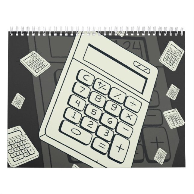 Minimalistisk kalkylator och matematikmönsterillus kalender (Omslag)