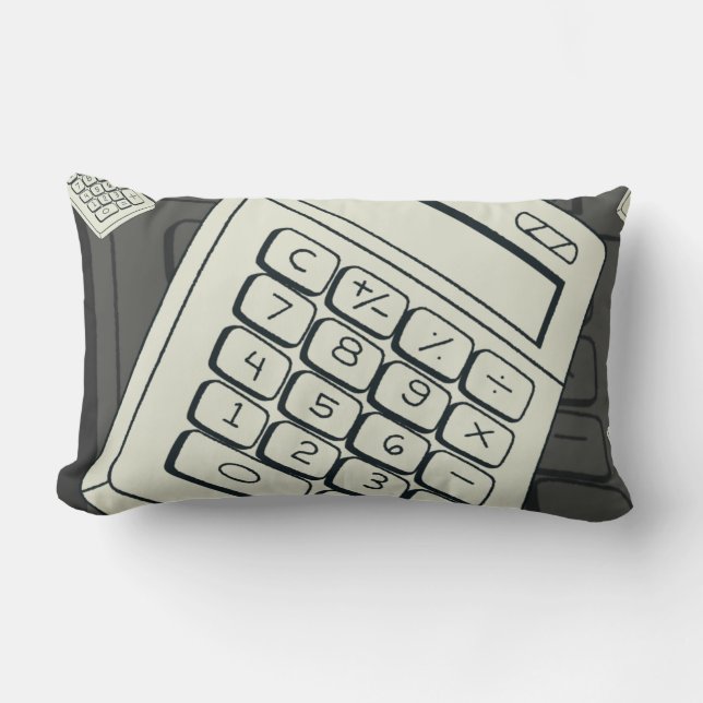 Minimalistisk kalkylator och matematisk mönsterill lumbarkudde (Framsida)