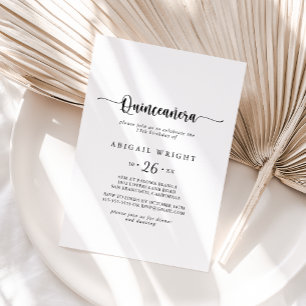 Minimalistisk kallelse för calligrafi quinceañera inbjudningar