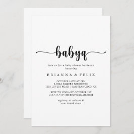 Minimalistisk kallgrafi BabyQ Baby Shower Barbecue Inbjudningar