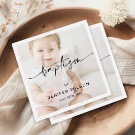 Minimalistisk kallgrafi Foto Baby-baptism Pappersservett
