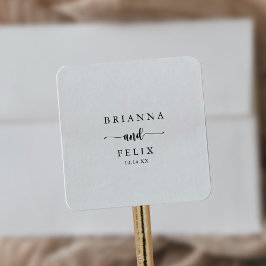 Minimalistisk kalligrafi av Bröllop-kuvert Fyrkantigt Klistermärke