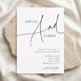 Minimalistisk kalligrafi Avslappnad White Bröllop Inbjudningar