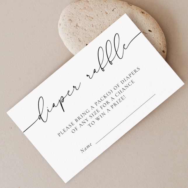Minimalistisk kalligrafi baby shower blöja lotteri tilläggskort (Skapare uppladdad)