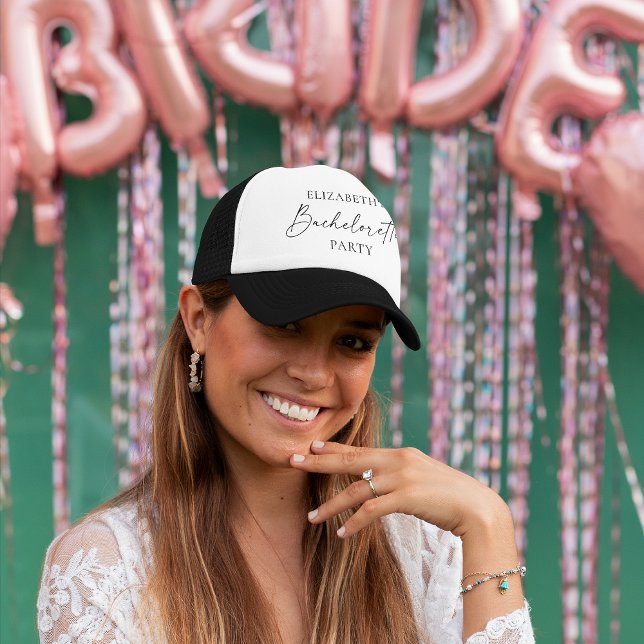 Minimalistisk kalligrafi Bläck Bachelorette Party Keps (Choose from a variety of hat colors)