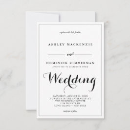 Minimalistisk kalligrafi Black Gräns Bröllop Inbjudningar