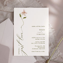 Minimalistisk kalligrafi Blommigt Bröllop Inbjudningar