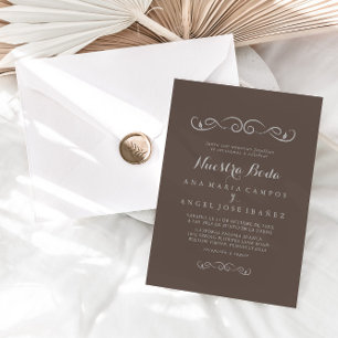 Minimalistisk kalligrafi Boho Nuestra Boda Bröllop Inbjudningar
