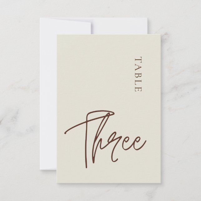 Minimalistisk kalligrafi Bord 3-Bordsnumret Inbjudningar (Framsida)