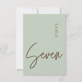 Minimalistisk kalligrafi bord sju Bordskort